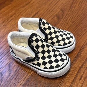 NWOT Vans Kids Black and White Checkered Slip-On Sneakers